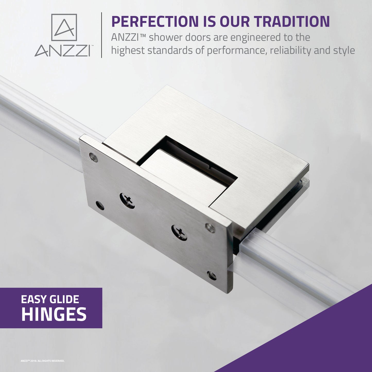 Passion Series 24 in. by 72 in. Frameless Hinged shower door with Handle