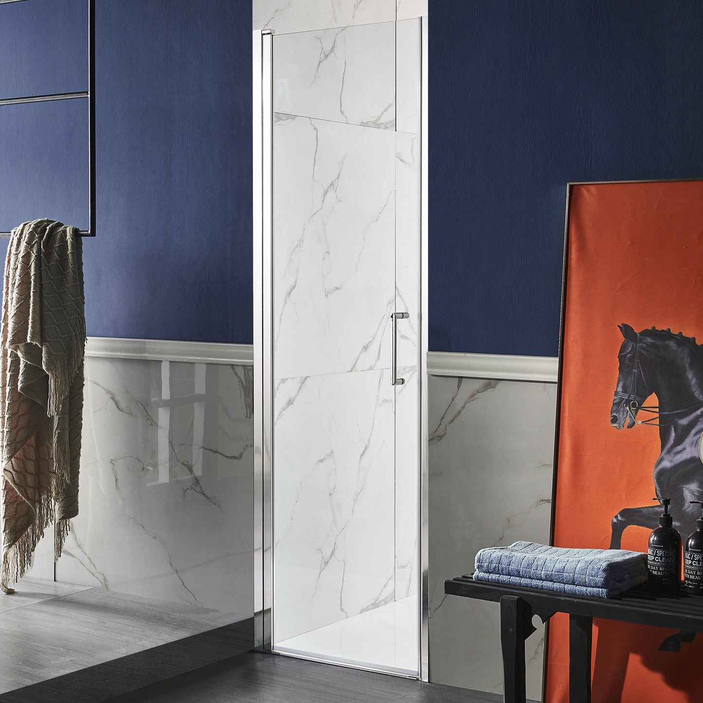 Lancer 29 in. x 72 in. Semi-Frameless Shower Door with TSUNAMI GUARD