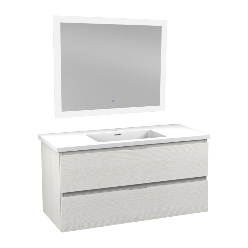 VT-MRCT39-WH - 39 in. W x 18 in. D x 20 in. H Single Sink Wall Mounted Bath Vanity in White with White Top and Matching Mirror
