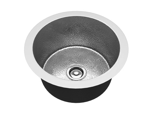 Compass Drop-in Handmade Copper 17 in. 0-Hole Single Bowl Kitchen Sink in Hammered Nickel