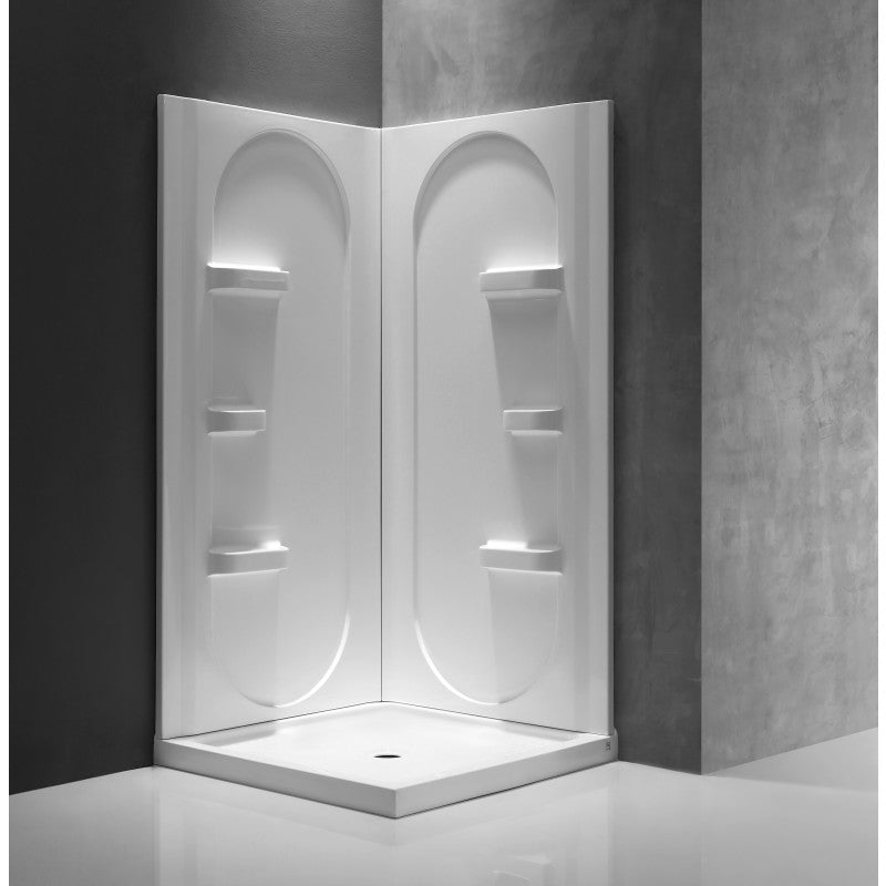 Studio 38 in. x 75 in. Shower Wall Surround and Base in White