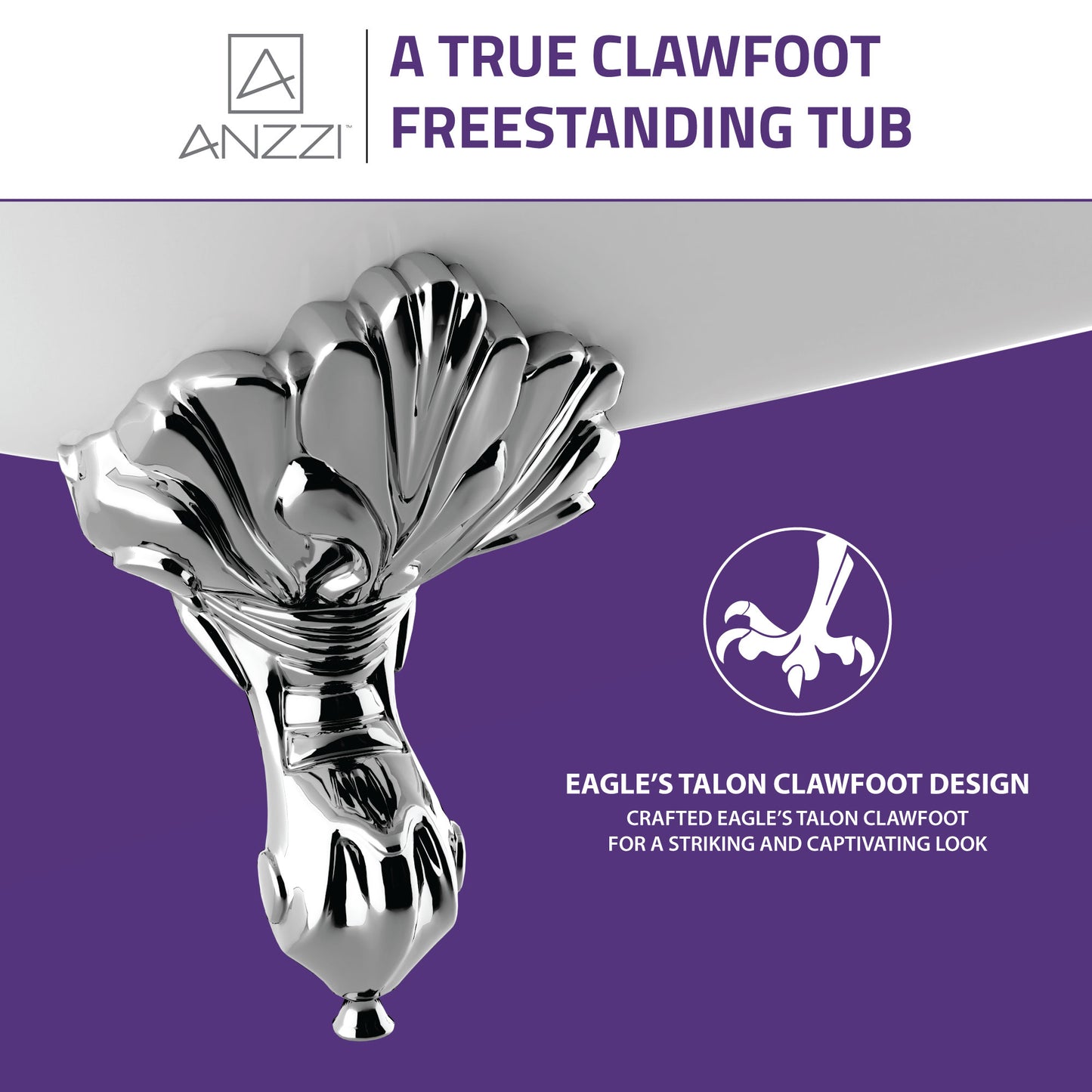 Clawfoot Series 69 in. x 28 in. Soaking Freestanding Bathtub with Center Drain in White with Polished Chrome Feet