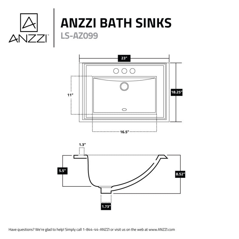 Dawn Series Ceramic Drop In Sink Basin in White