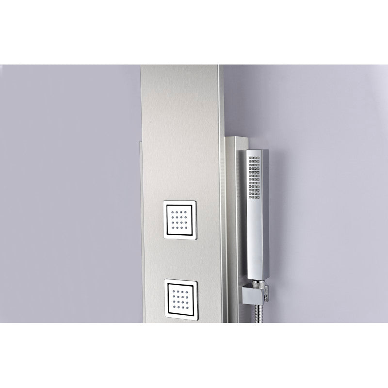 Visor 60 in. Full Body Shower Panel with Heavy Rain Shower and Spray Wand in Brushed Steel