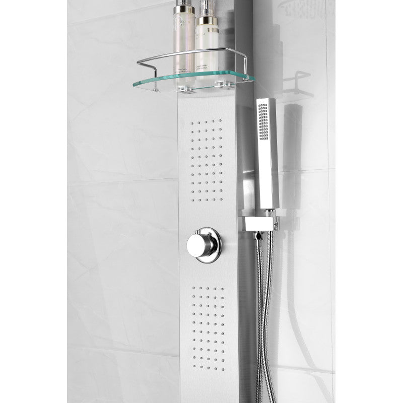 Coastal 44 in. Full Body Shower Panel with Heavy Rain Shower and Spray Wand in Brushed Steel