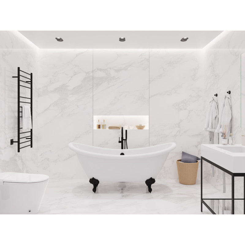 FT-AZ132MB - Falco Series 70 in. x 29 in. Soaking Freestanding Bathtub with Center Drain in Glossy White with Matte Black Feet