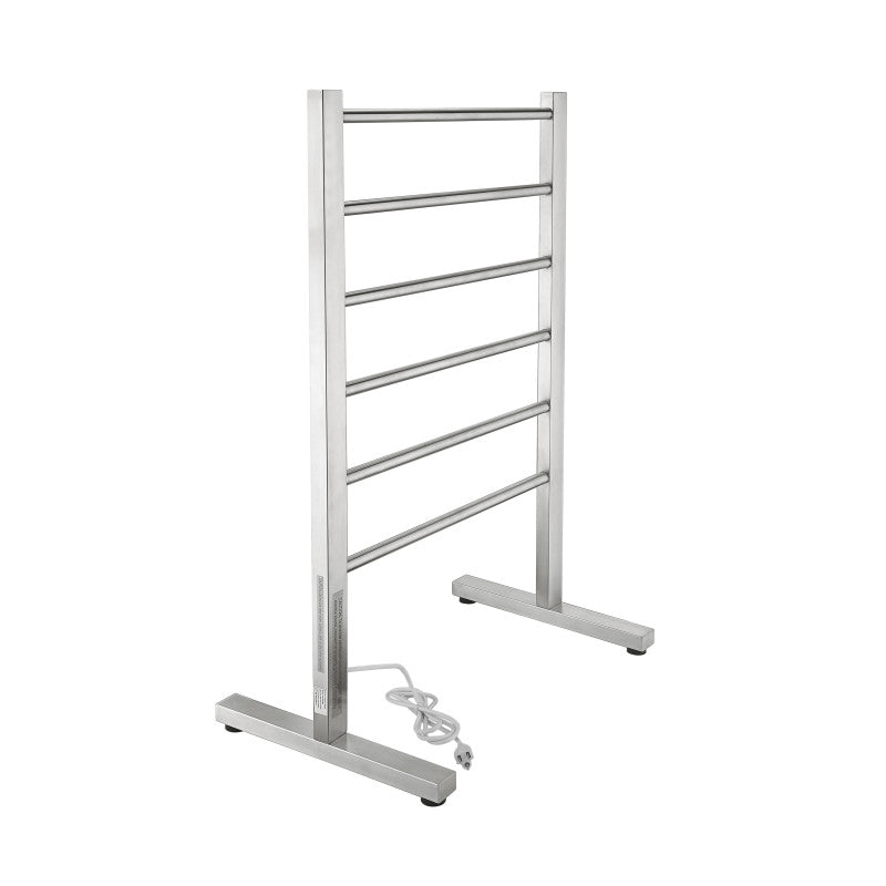 TW-AZ068BN - Kiln Series 6-Bar Stainless Steel Floor Mounted Electric Towel Warmer Rack in Brushed Nickel