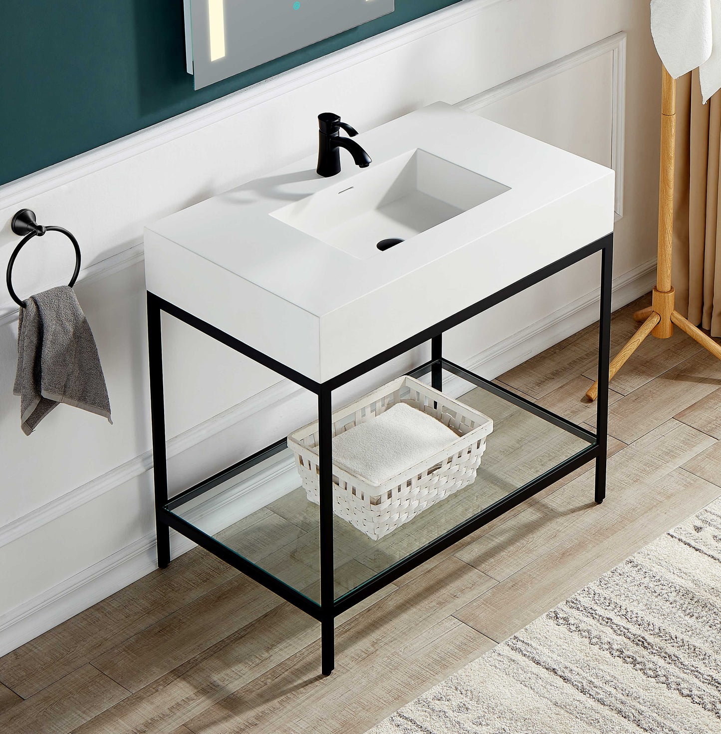 CS-FGC001-MB - Ventura 36 in. Console Sink in Matte Black with Matte White Counter Top