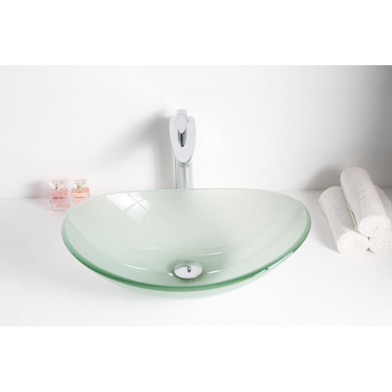 Craft Series 21 in. Bathroom Vessel Sink with Stain-Resistant Non-Porous Surface in Lustrous Frosted Finish Glass