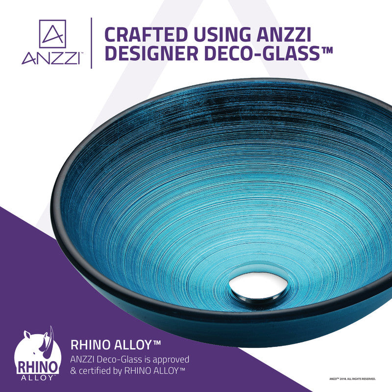 Taba Series Deco-Glass Vessel Sink in Lustrous Blue