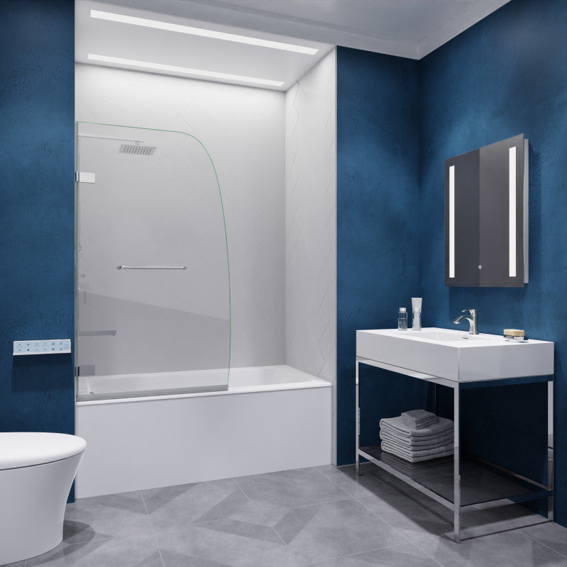 Grand Series 31.5 in. by 56 in. Frameless Hinged Tub Door in Chrome