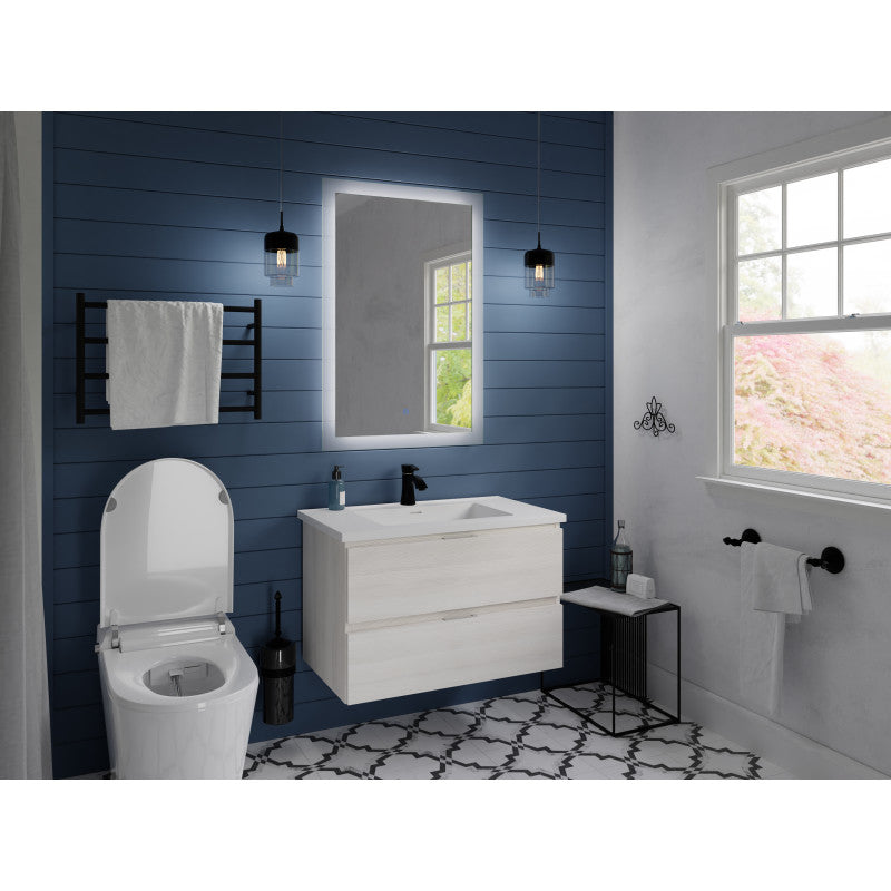 VT-MR3CT30-WH - 30 in W x 20 in H x 18 in D Bath Vanity in Rich White with Cultured Marble Vanity Top in White with White Basin & Mirror