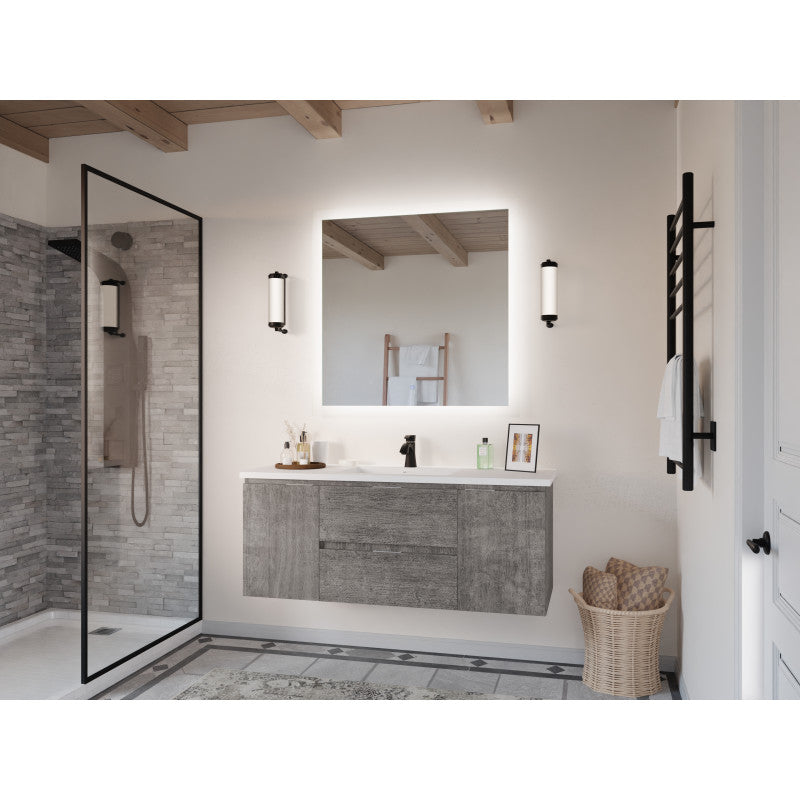 VT-CT48-GY - Conques 48 in W x 20 in H x 18 in D Bath Vanity in Rich Grey with Cultured Marble Vanity Top in White with White Basin