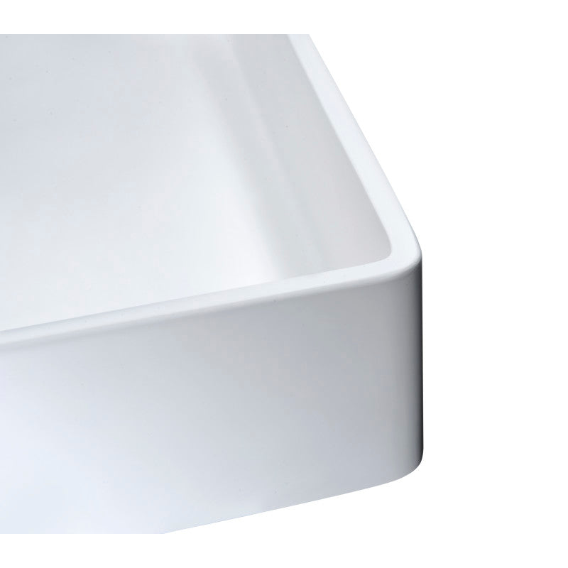 Passage 1-Piece Solid Surface Vessel Sink with Pop Up Drain in Matte White