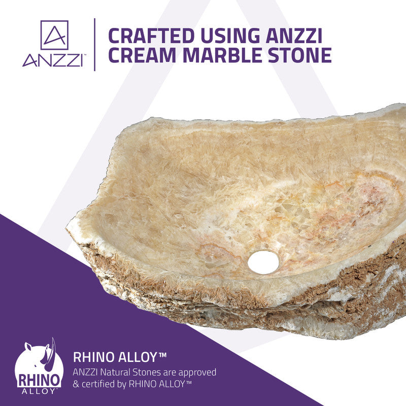 Desert Shell 20 in. Handcrafted Irregular Shaped Solid Surface Bathroom Vessel Sink in Honey Onyx Natural Stone