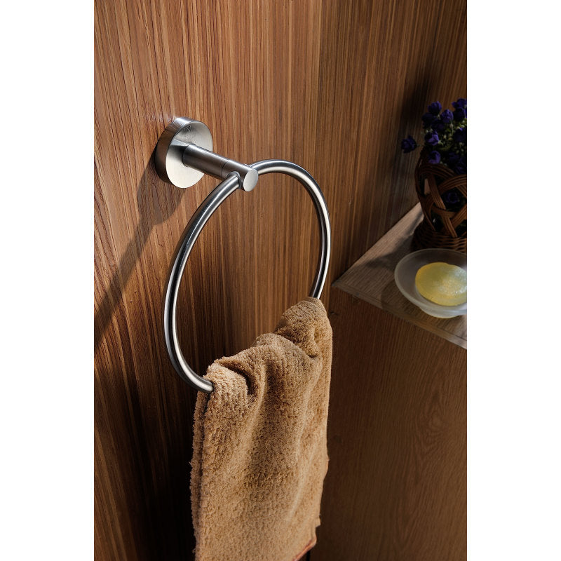 Caster Series Towel Ring in Brushed Nickel