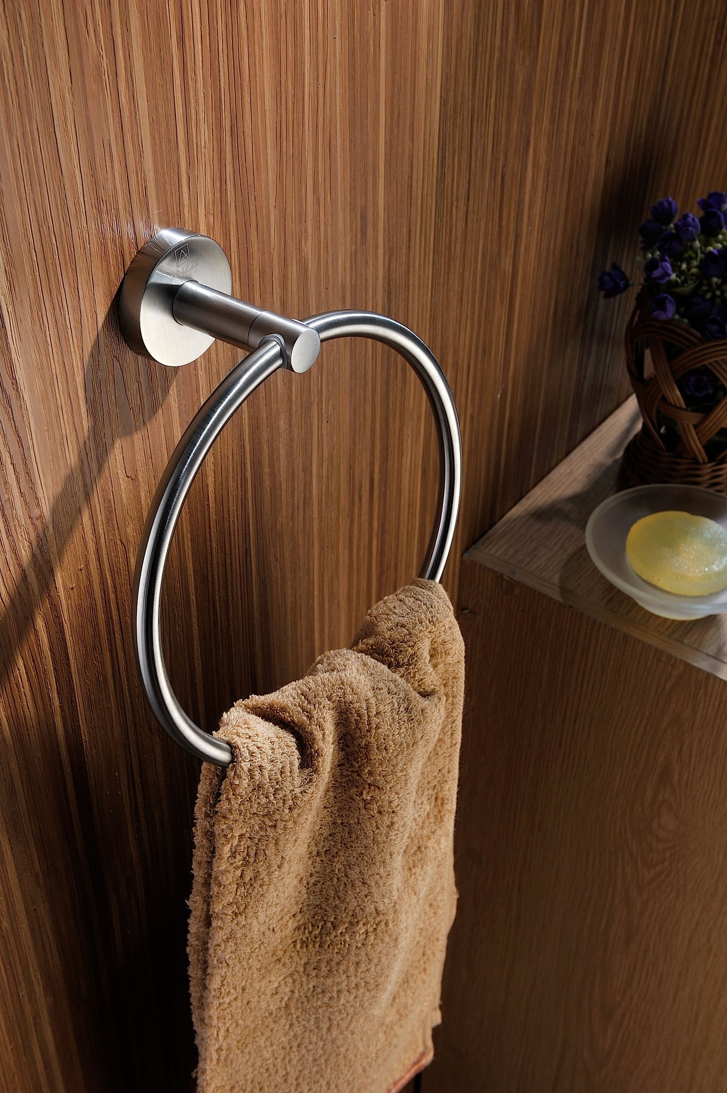 AC-AZ005BN - Caster Series Towel Ring in Brushed Nickel