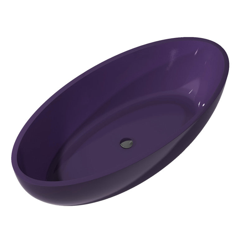 FT-AZ522-PU - Opal 5.6 ft. Solid Surface Center Drain Freestanding Bathtub in Evening Violet