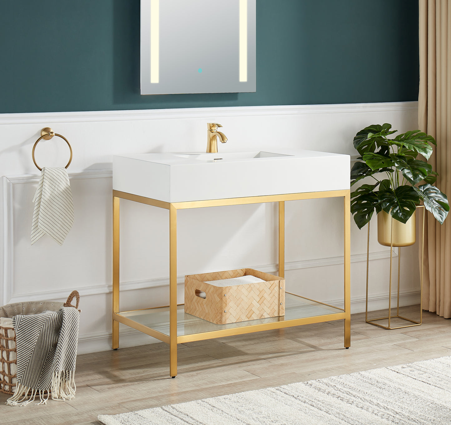 Ventura 36 in. Console Sink with Matte White Counter Top