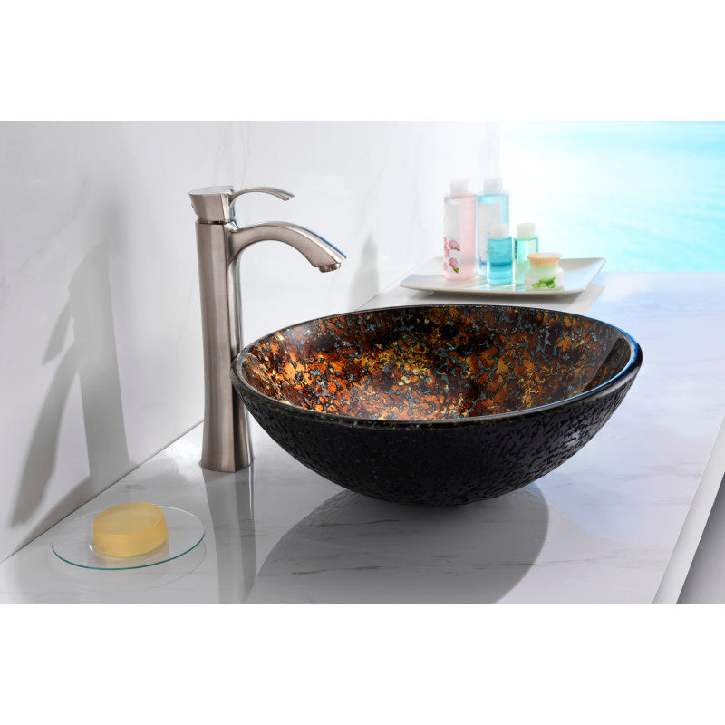 LS-AZ200 - Alto Series 17 in. Bathroom Vessel Sink with Scratch-Tough and Stain-Resistant Non-Porous Surface in Brown Glass