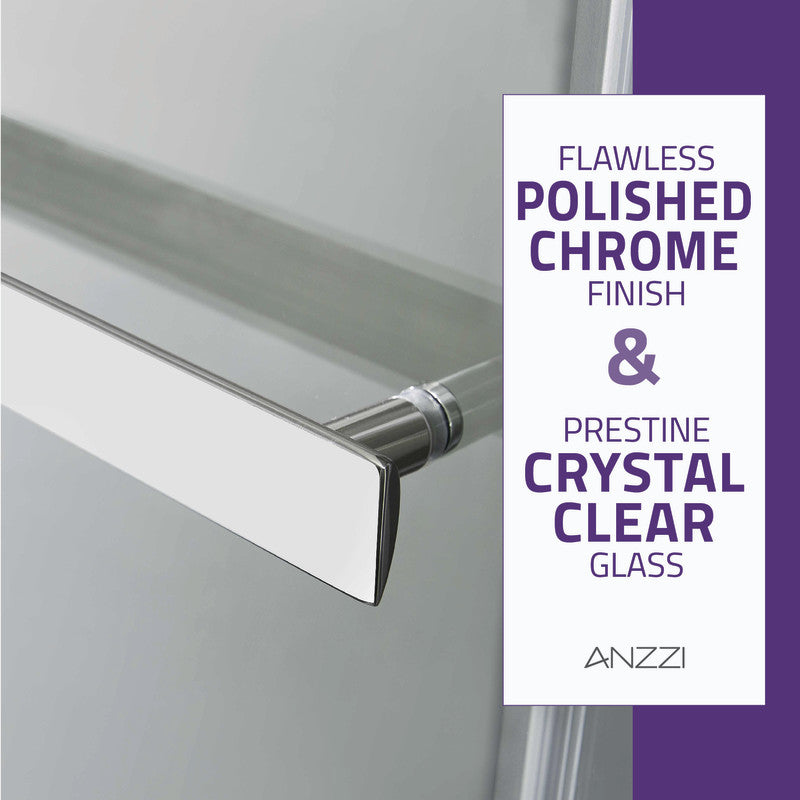 Kahn Series 60 in. x 76 in. Frameless Sliding Shower Door with Horizontal Handle in Chrome
