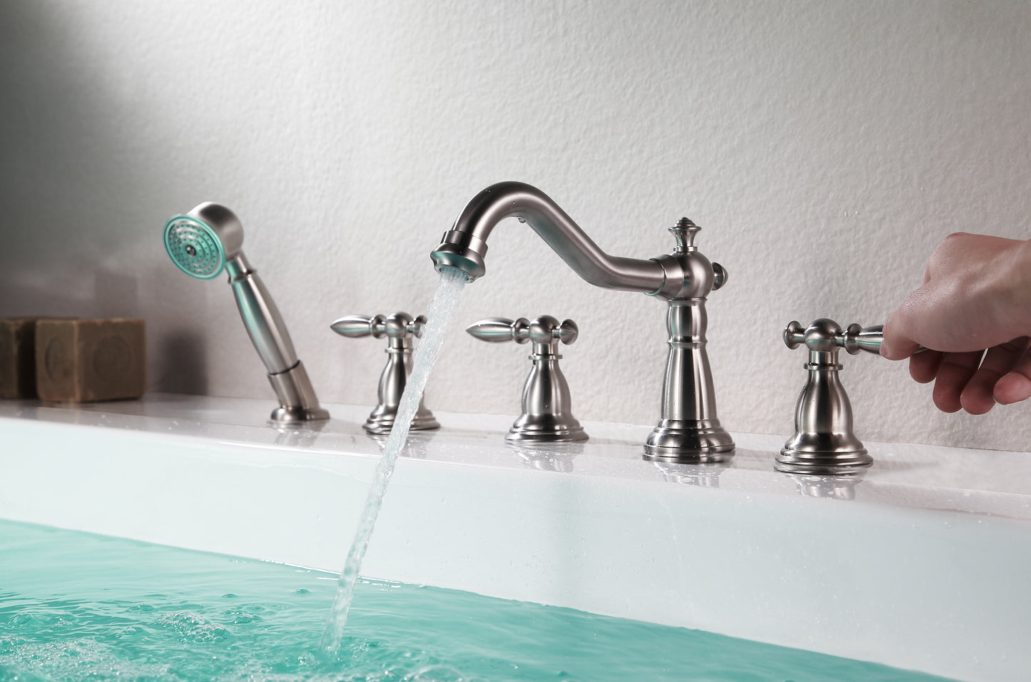 Patriarch 2-Handle Deck-Mount Roman Tub Faucet with Handheld Sprayer