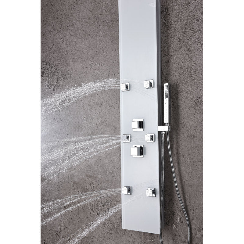Jaguar 60 in. 6-Jetted Full Body Shower Panel with Heavy Rain Shower and Spray Wand in White