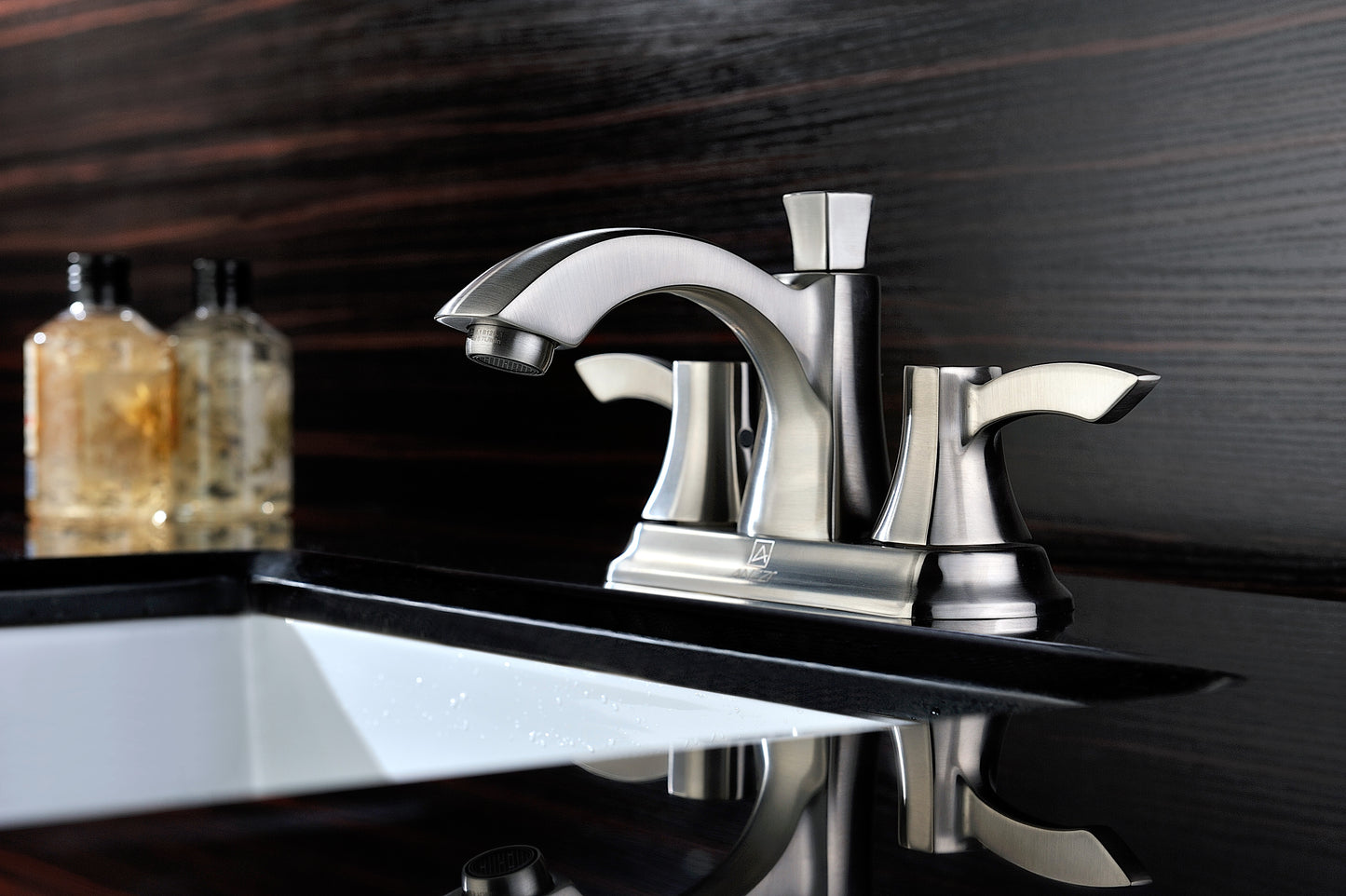 L-AZ014BN - Vista Series 4 in. Centerset 2-Handle Mid-Arc Bathroom Faucet in Brushed Nickel