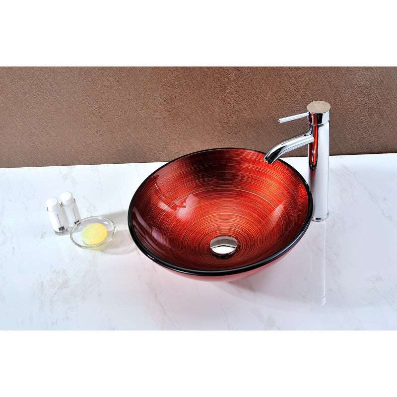 Oau Series Deco-Glass Vessel Sink in Lustrous Red