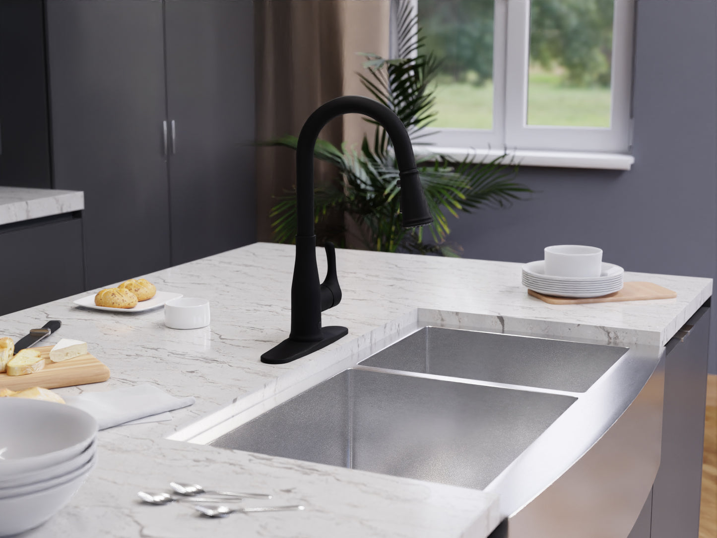 Sifo Hands Free Touchless 1-Handle Pull-Down Sprayer Kitchen Faucet with Motion Sense and Fan Sprayer