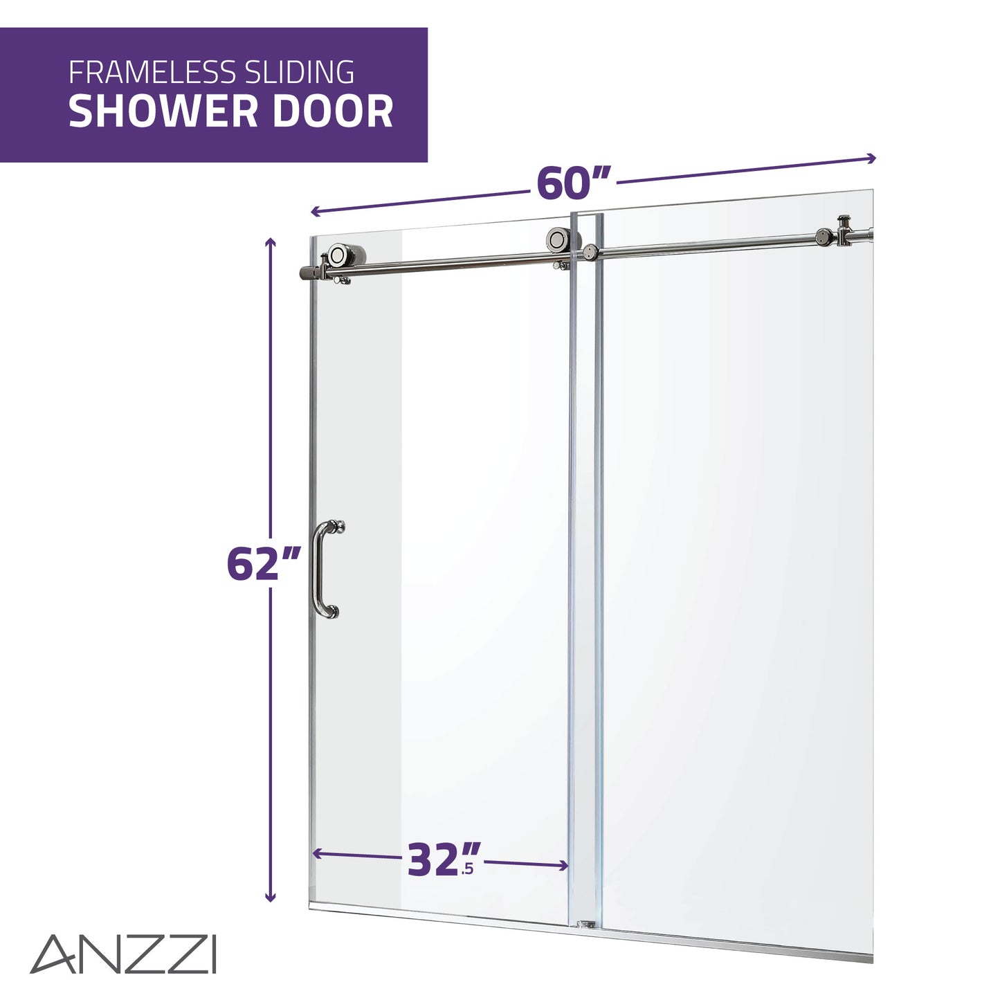 Raymore Series 60 in. x 62 in. Frameless Sliding Tub Door
