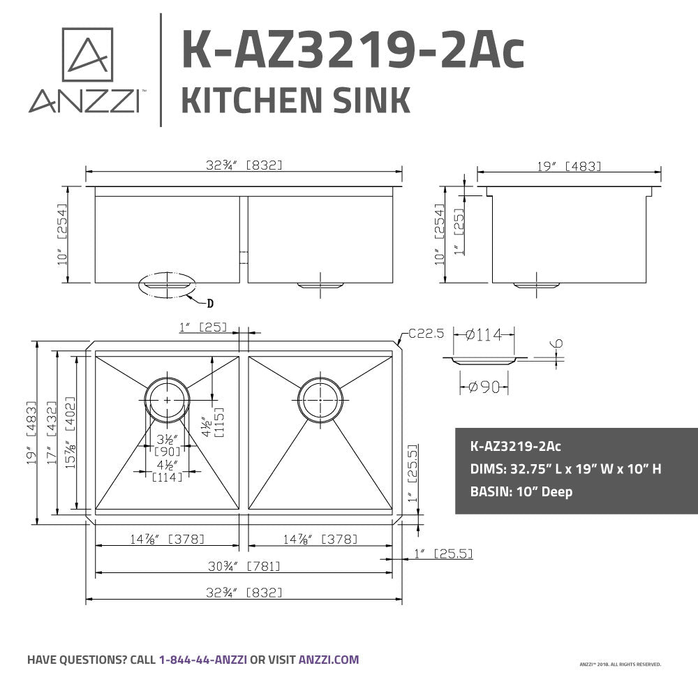 Aegis Undermount Stainless Steel 32.75 in. 0-Hole 50/50 Double Bowl Kitchen Sink with Cutting Board and Colander