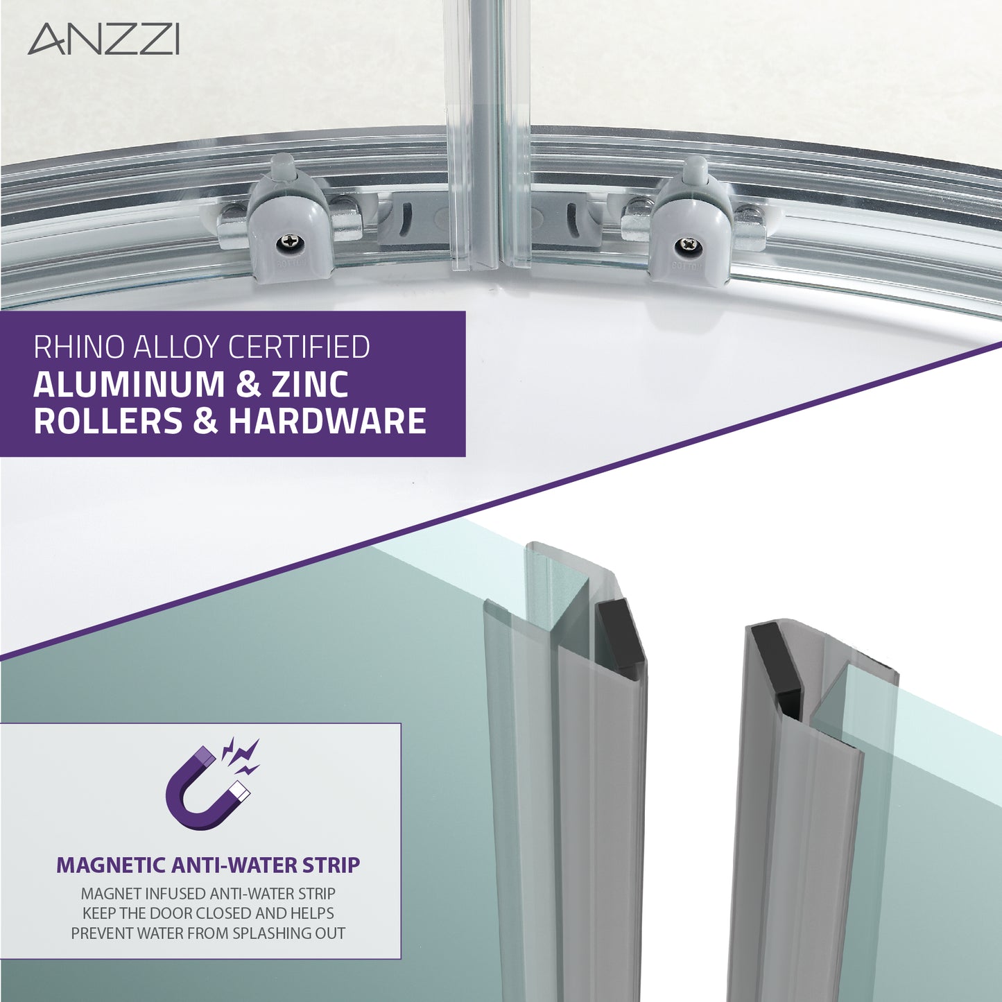 Mare 35 in. x 76 in. Framed Shower Enclosure with TSUNAMI GUARD