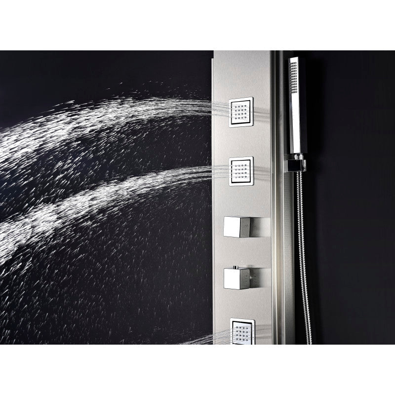 Visor 60 in. Full Body Shower Panel with Heavy Rain Shower and Spray Wand in Brushed Steel