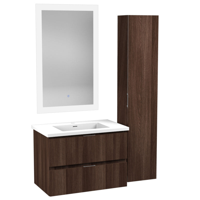 VT-MR3SCCT30-DB - ANZZI Conques 30 in. W x 20 in. H x 18 in. D Bath Vanity Set in Dark Brown with Vanity Top in White with White Basin and Mirror