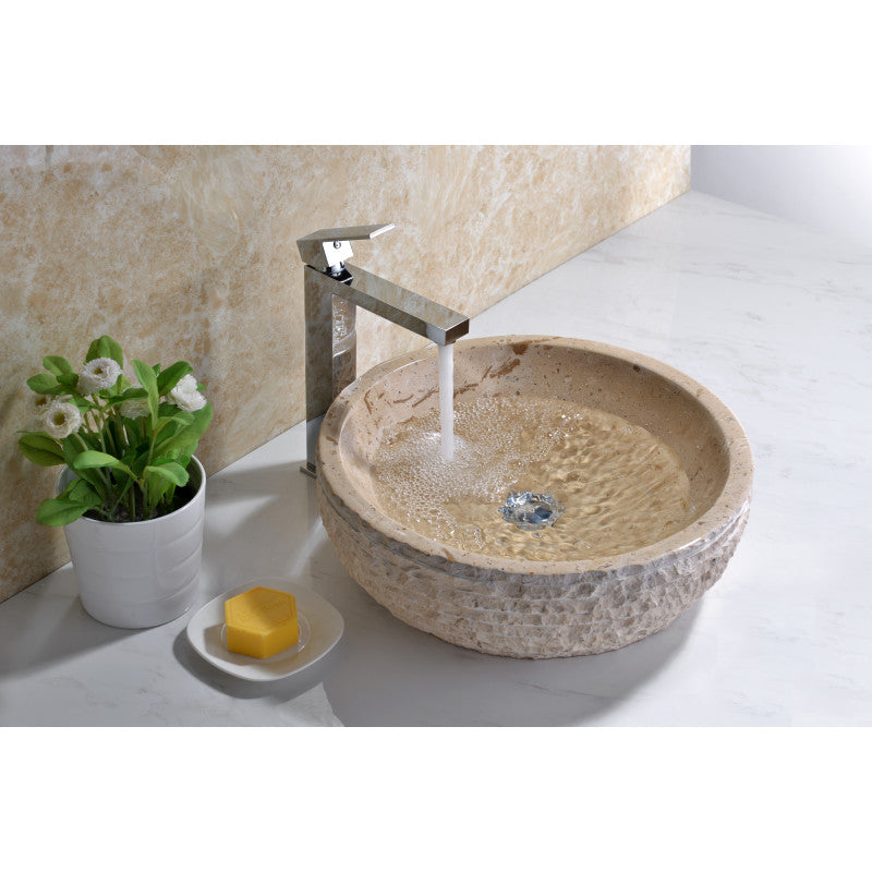 Desert Basin Vessel Sink in Classic Cream Marble