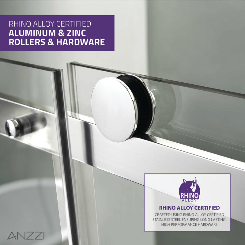 Rhodes Series 60 in. x 76 in. Frameless Sliding Shower Door with Handle in Chrome
