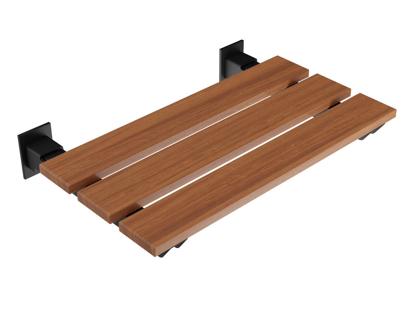 AC-AZ8207MB - Rochen 18.7 in. Teak Wall Mounted Folding Shower Seat in Matte Black