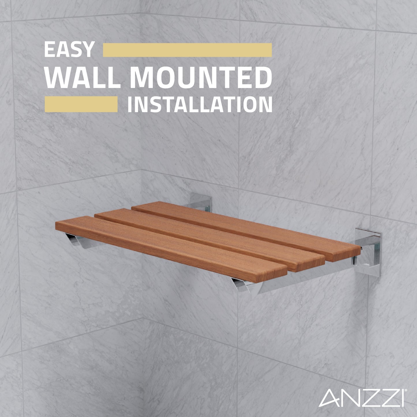 Bohemian 18.7 in. Teak Wall Mounted Folding Shower Seat