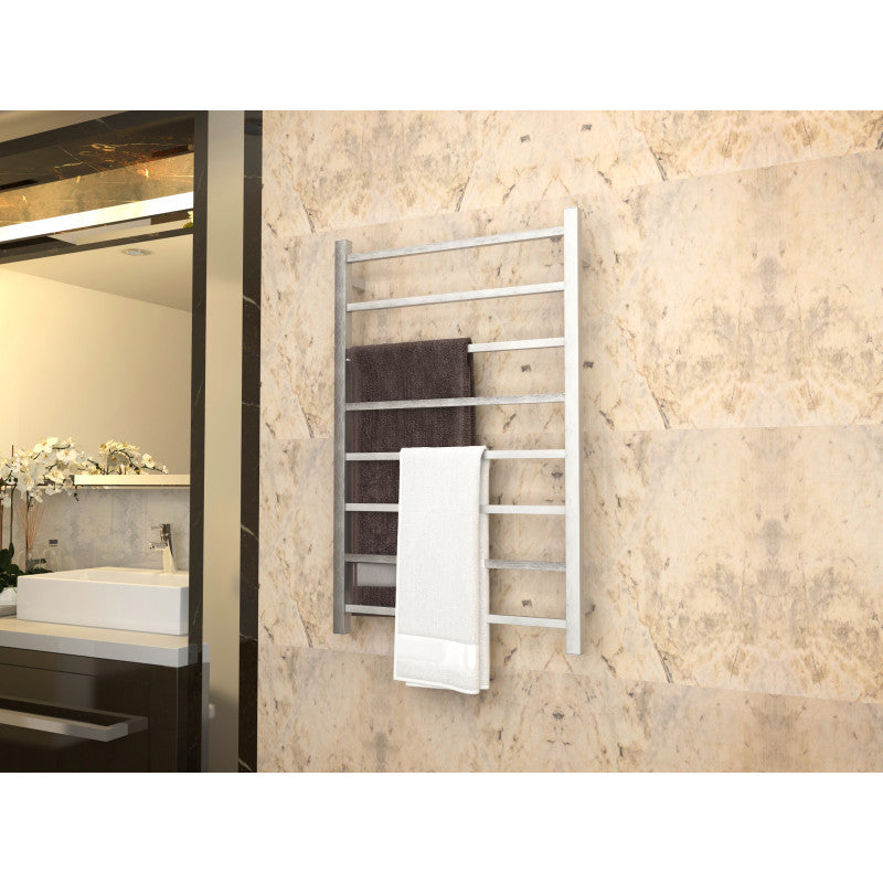 TW-AZ026BN - Bell Series 8-Bar Wall Mounted Electric Plug-In Bathroom Towel Warmer Rack in Brushed Nickel Finish Stainless Steel
