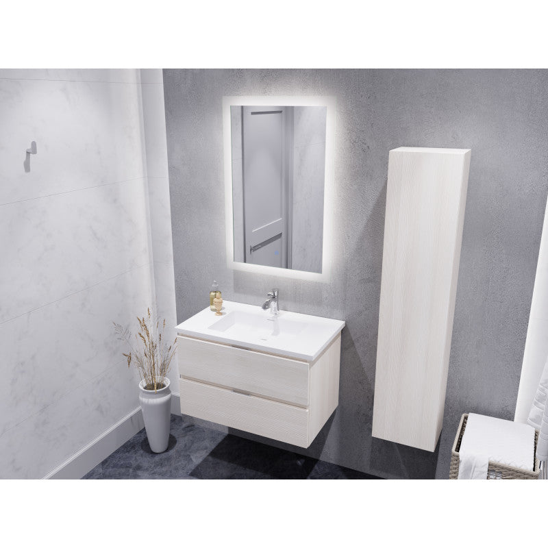30 in. W x 20 in. H x 18 in. D Bath Vanity Set with Vanity Top in White with White Basin and Mirror
