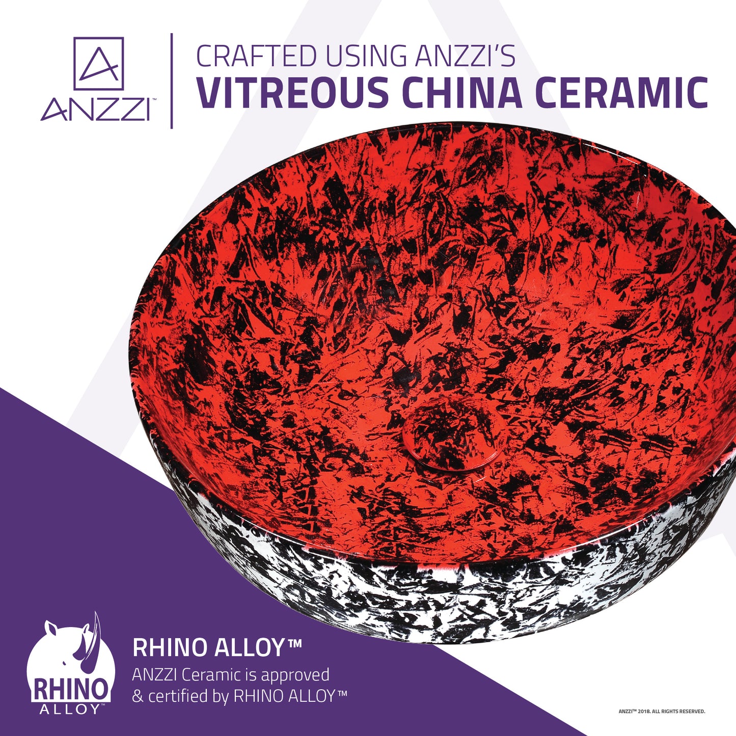 Marbled Series Ceramic Vessel Sink in Marbled Rose Finish