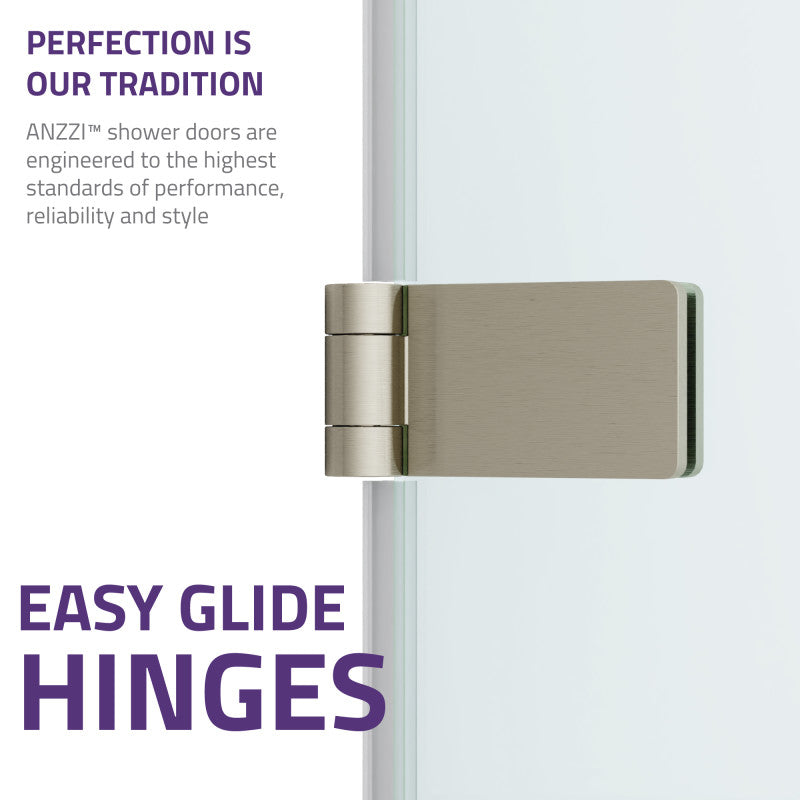 Grand Series 31.5 in. by 56 in. Frameless Hinged Tub Door in Brushed Nickel