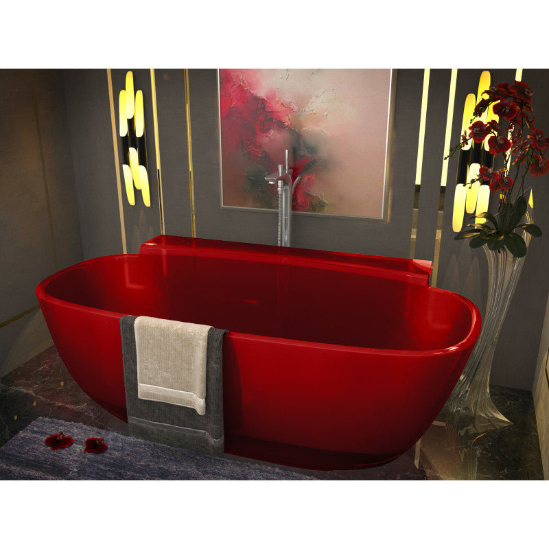 FT-AZ523-RD - Vida 5.2 ft. Solid Surface Center Drain Freestanding Bathtub in Deep Red
