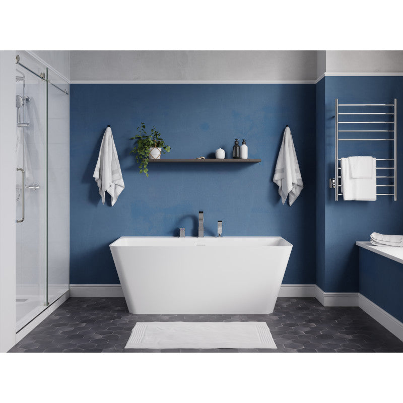 Vault Series 67 in. x 32 in. Flat Bottom Acrylic Freestanding 77 Gallon Soaking Bathtub with Center Drain in White