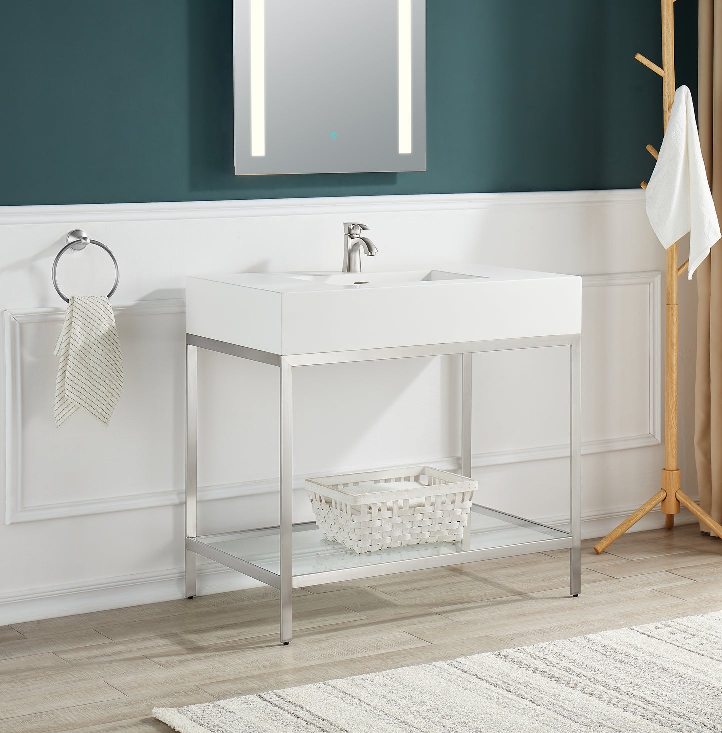 Ventura 36 in. Console Sink with Matte White Counter Top