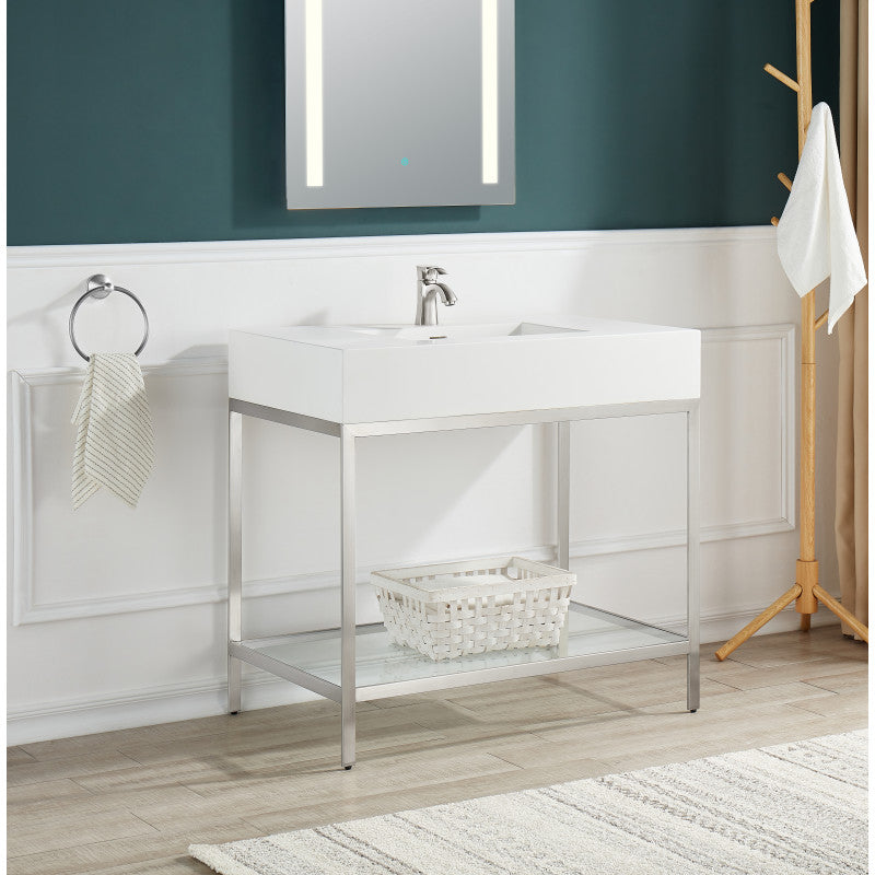 Ventura 36 in. Console Sink Frame in Brushed Nickel