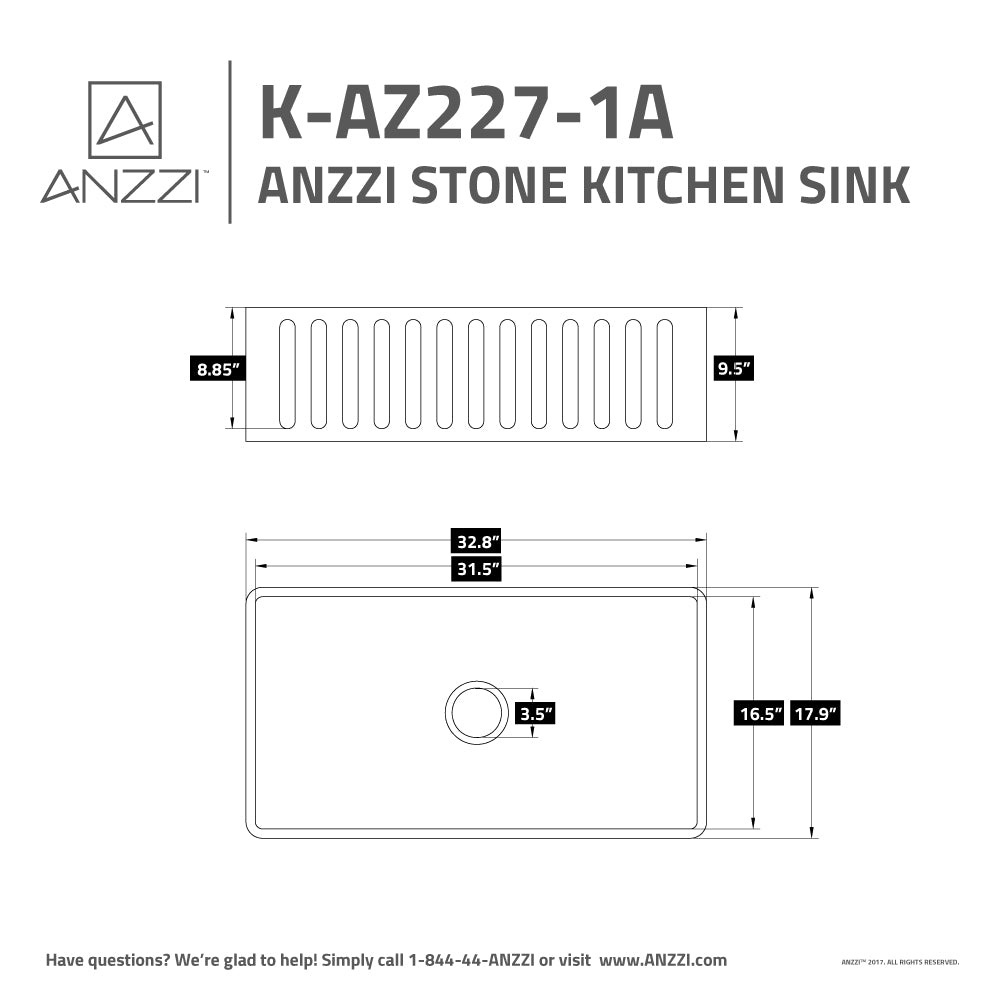Roine Farmhouse Reversible Apron Front Solid Surface 33 in. Single Basin Kitchen Sink in White