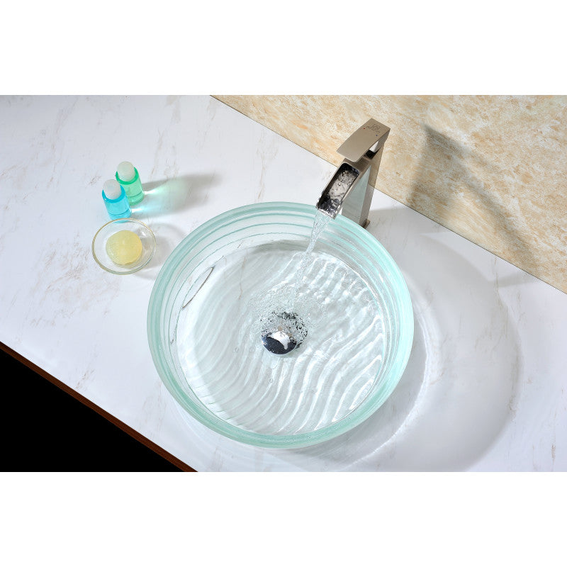 Canta Series 17 in. Bathroom Vessel Sink with Stain-Resistant Non-Porous Surface in Lustrous Translucent Red Glass