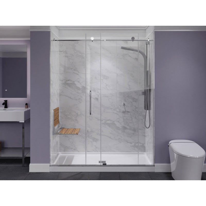 AC-AZ203 - Saxon 17 in. Teak Wall Mounted Folding Shower Seat